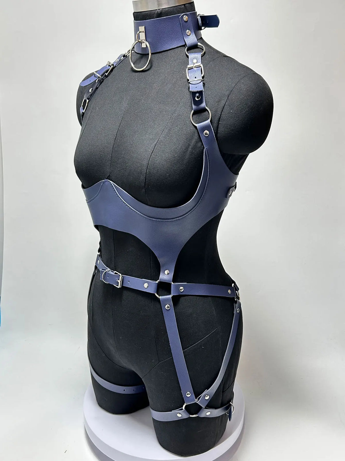 Women Fashion Punk Style Faux Leather Full Body Harness Belt, Garter Belt Set,Gothic Collocation Costume Accessories