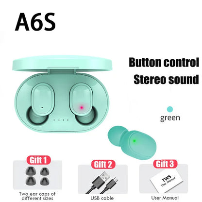 A6S TWS Earphones Wireless Bluetooth 5.1 Headphones Touch Control Earbuds With Mic Earphones Sport Waterproof Headset for xiaomi
