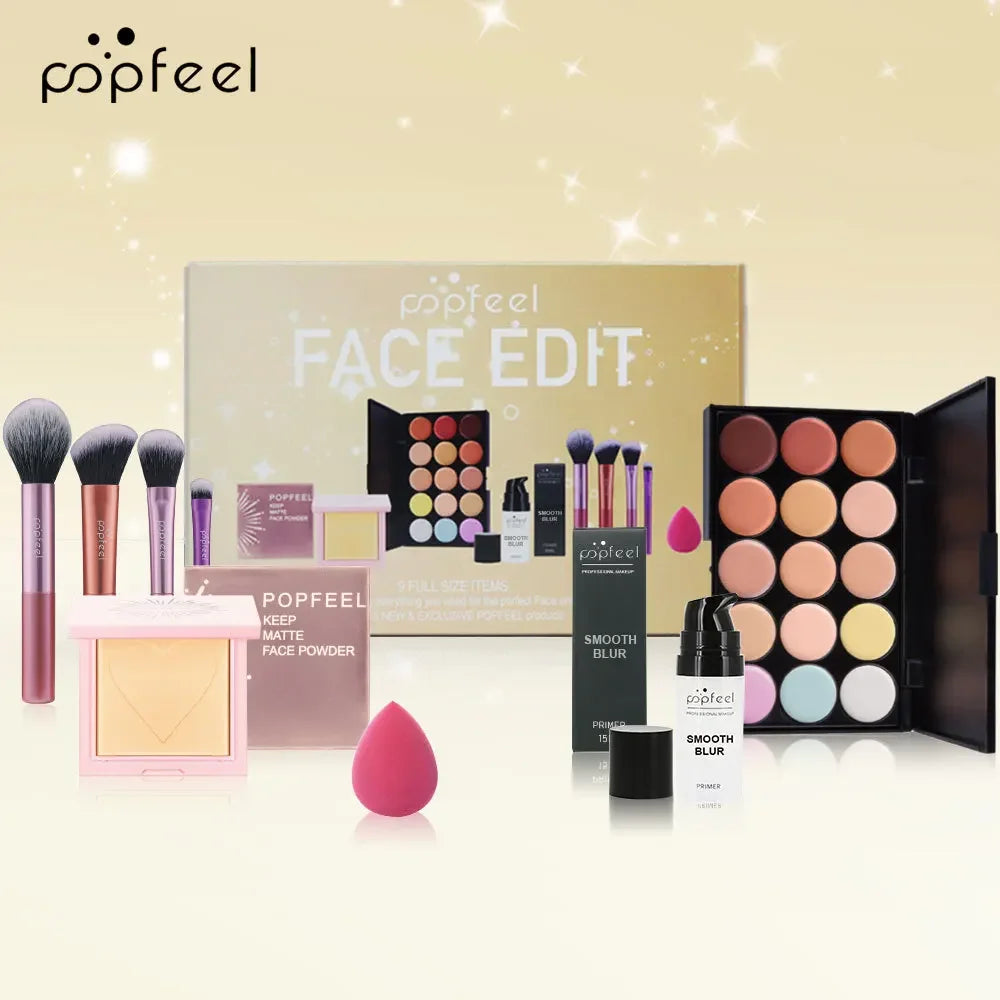 Essential Eye Makeup Set for Beginners Matte&Shimmer Eyeshadow Palette, Mascara, Eyebrow Pencil, Lip Eyeliner,Brush Tool Set Box