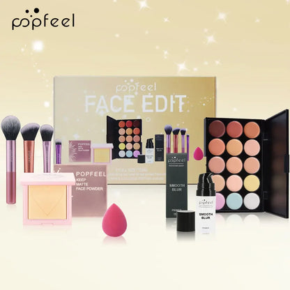 Essential Eye Makeup Set for Beginners Matte&Shimmer Eyeshadow Palette, Mascara, Eyebrow Pencil, Lip Eyeliner,Brush Tool Set Box