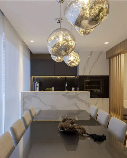 Nordic LED Pendant Lights Creative Restaurant Living Room Bedside Loft Indoor Chandelier Decoration Glass Hanging Light Fixture