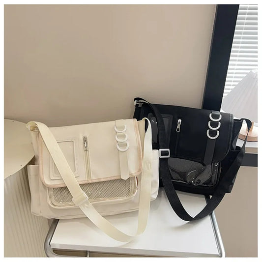 Y2K Japanese Harajuku School Bags for Girls New Transparent Itabag Crossbody Bag DIY Badges Display Plate Ita Bag