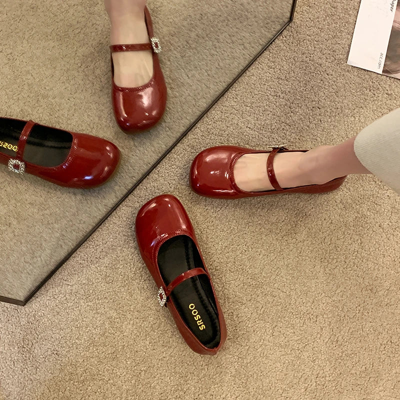 New Spring Autumn Women Ballet Flats Comfort Round Toe Soft Sole Leather Shoes Ladies Daily Wear Dress Mary Jane Shoes