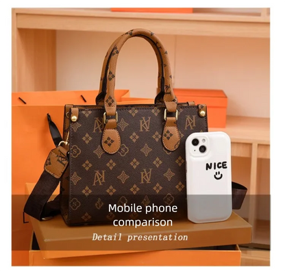 Elegant Retro Women's Tote Bag Single Shoulder Crossbody Bag Floral Print Ladies Handbag Luxury Texture Commuter Messenger Bag
