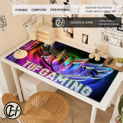 HYBXAXC Black TUF Gaming Mouse Pad XXL Gaming Accessories Office Gamer Keyboard DeskMat Non-Slip Laptop Notebook Rubber Mousepad