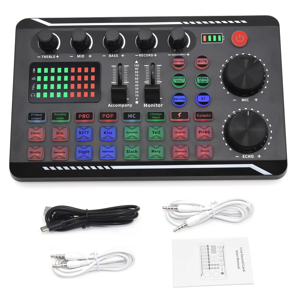 F998 Live Streaming Sound Card DJ Mixer Effects Voice Changer Audio Mixer For Record Singing Increase Live Streaming Atmosphere