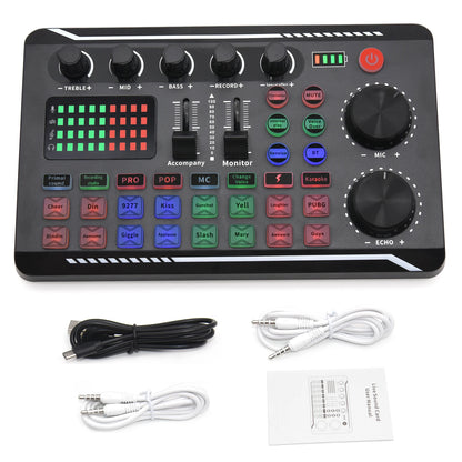 F998 Live Streaming Sound Card DJ Mixer Effects Voice Changer Audio Mixer For Record Singing Increase Live Streaming Atmosphere