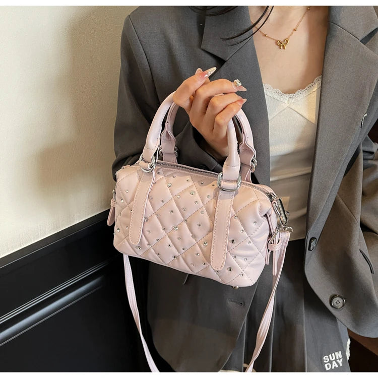 Light Luxury Rhinestone Women Handbags New Exquisite Fashion PU Leather Crossbody Bag Classic High Quality One Shoulder Pack