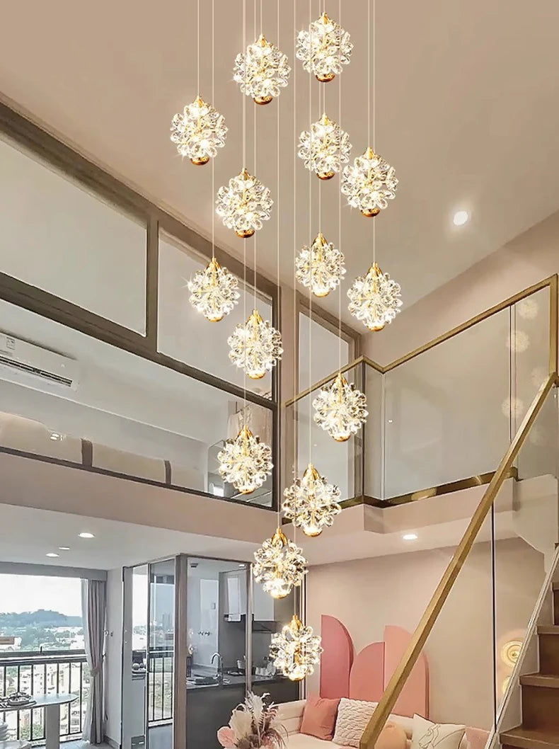 Modern Crystal stair chandelier lights indoor lighting Ceiling lamp hanging light led Chandeliers for living room indoor lightin