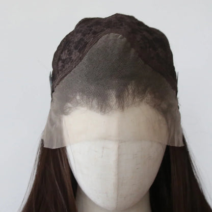 Ashely 13*4 Dark Brown Synthetic Lace Front Wigs Brown Long Straight Lace Front Wig for Women Pre Plucked Natural Hairline