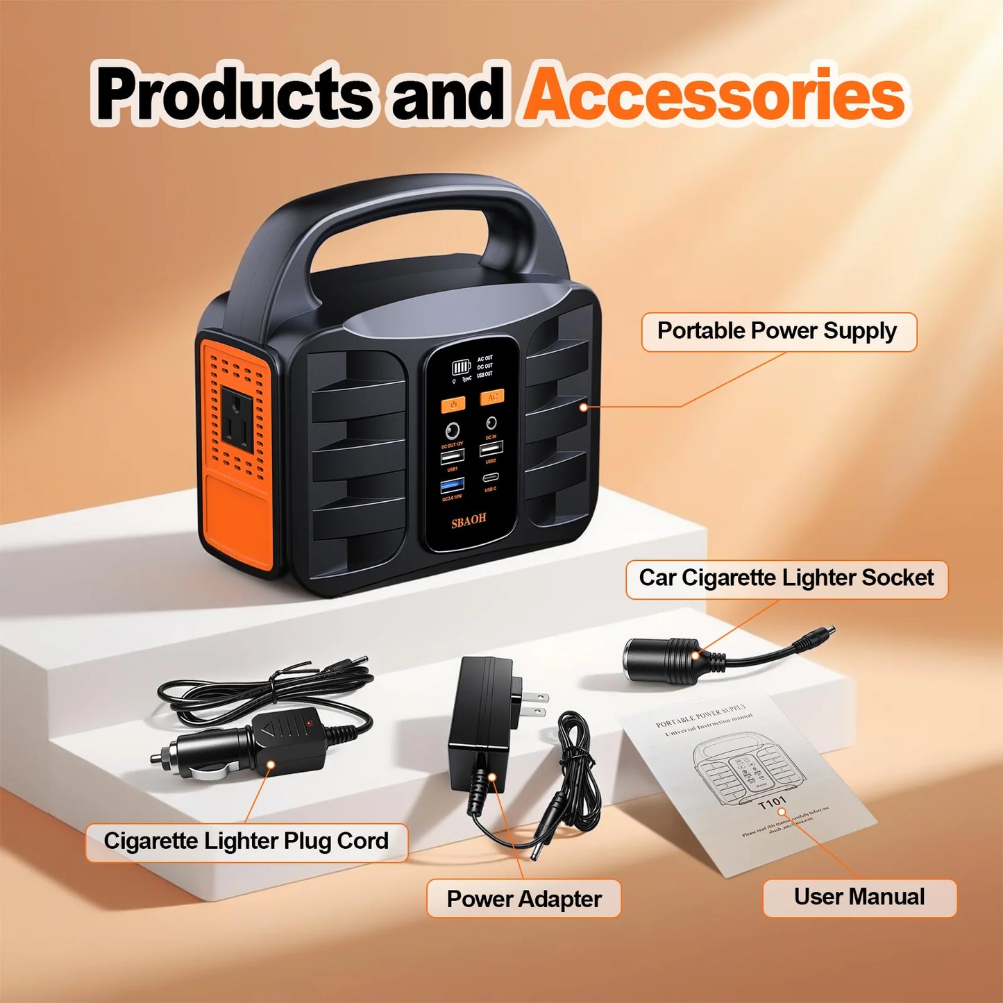 Portable Power Station,155Wh 42000mAh Outdoor Solar Generator with 110V/150W(Peak 200W) AC Outlet and USB-C PD(30W) Port,Power