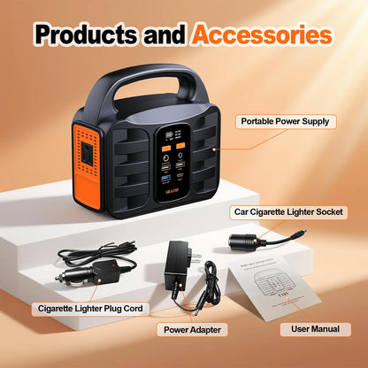 Portable Power Station,155Wh 42000mAh Outdoor Solar Generator with 110V/150W(Peak 200W) AC Outlet and USB-C PD(30W) Port,Power