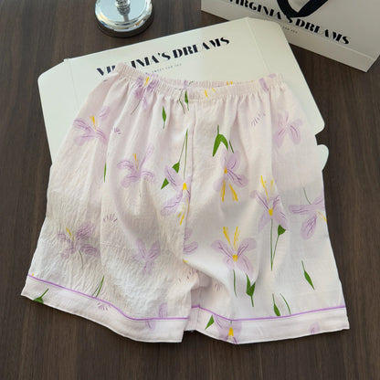 Women Summer Lapel Open Front Pajama Set Short Sleeve Top Shorts, Sweet Ins Teen Loungewear, Casual Daily Outdoor Home Wear Suit