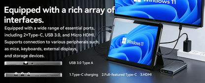 2-in-1 10.1 Inch Tablet Laptop Intel 6500Y 8GB+256GB SSD 1280*800 350Nits Windows 11 Type-C USB3.0 micro HDMI Wifi5 BNCF W1001