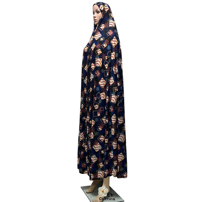 New Sleeveless Pullover Dress Women Prayer Garment Dubai Abaya Arab Jibab Flowers Print Loose Femme Khimar Kaftan Clothes 6XL