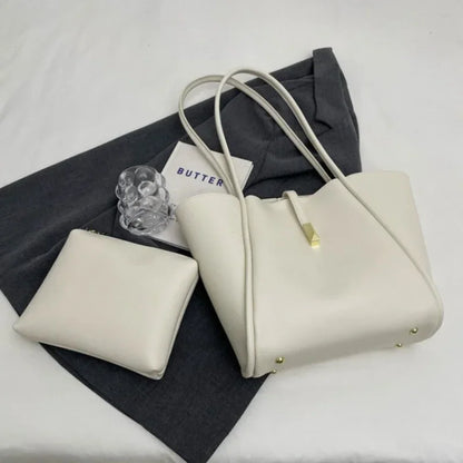 Branded Designer Shoulder Tote Bags For Women Soft PU Leather 2-IN-1 Big Capacity Shopper Tote Set 2025 Luxury Designer Handbags