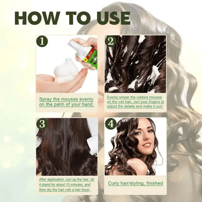 Curly Hair Mousse（207ml) For Wigs Strong Hold Olive Oil Hair Styling Mousse Anti-Frizz Hair Foam Mousse For Styling Hair Women