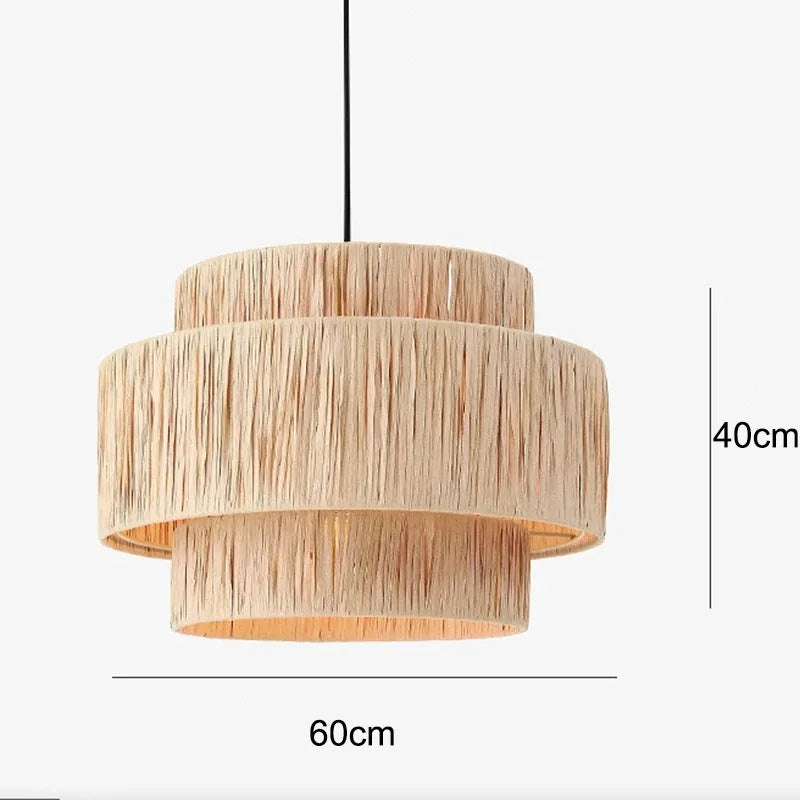 Golden Editions Designer Chandelier woven Rattan Straw Pendant Lights large Rattan lighting suspension wabi sabi Restaurant lamp