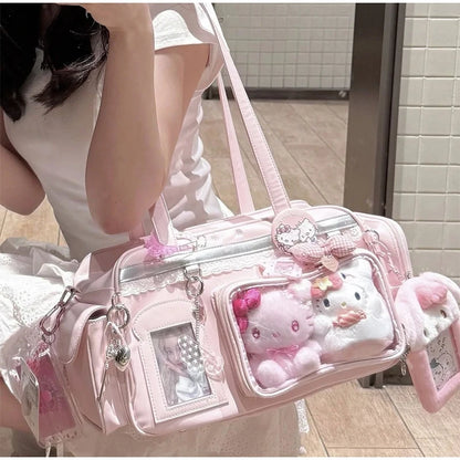 New Concert Ita Bags Y2k Cute Jk Girl Shoulder Bags Badge Display Transparent Crossbody Bag Stylish Large-capacity Commuter Bags
