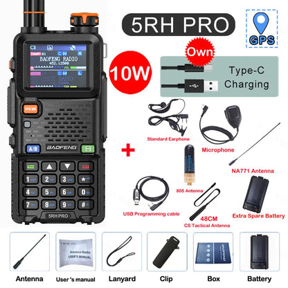 Baofeng GPS Walkie Talkie UV-5RH PRO TX&RX 136-174 220-260 400-480MHz Frequency Long Range Multi Band AM/FM Two Way Radio 640CH