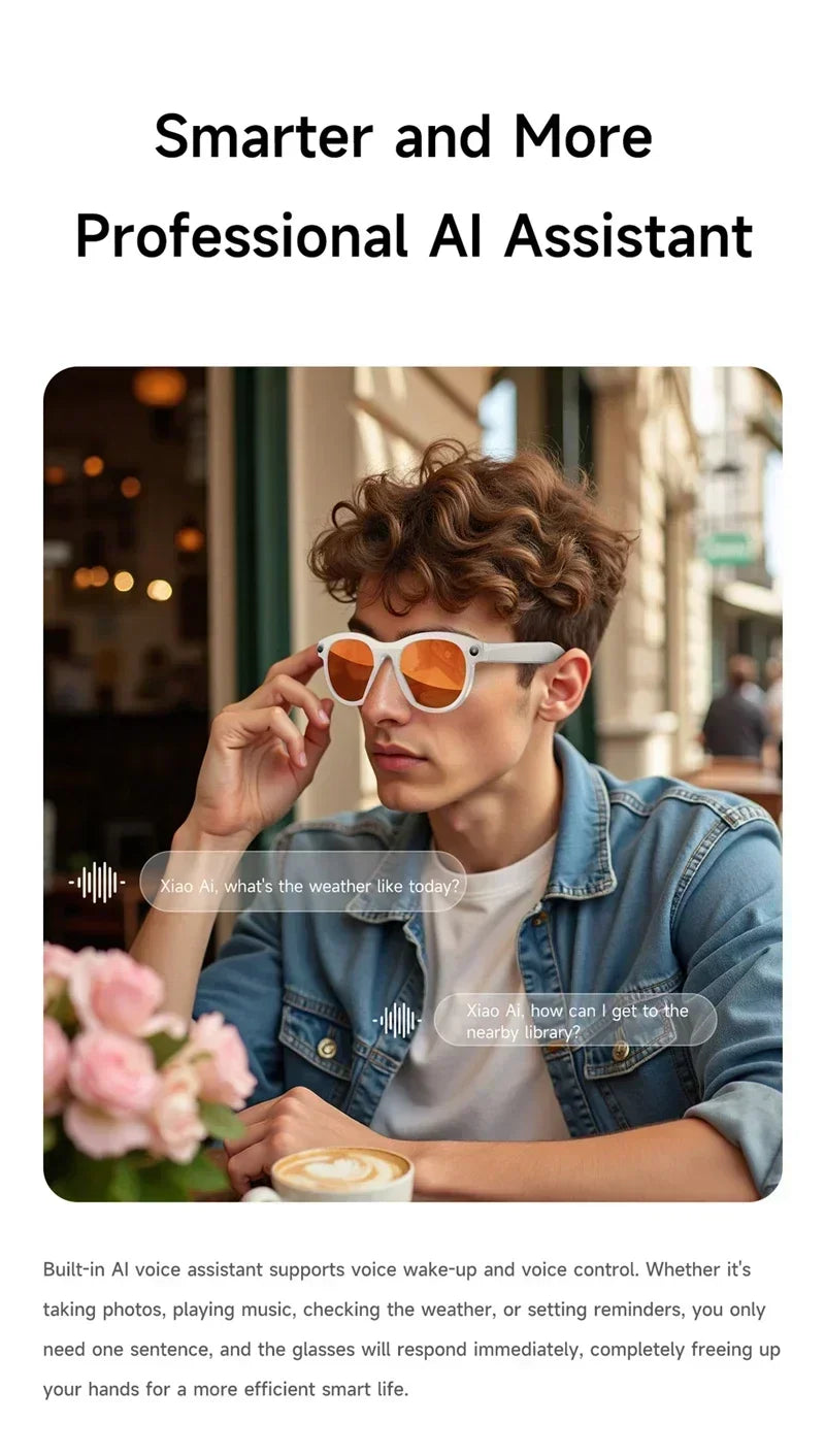 Lenovo Smart AI Glasses 1200MP 8K HD Color Changing Chat Translate Camera Bluetooth Call Voice Assistant Music Control Glasses
