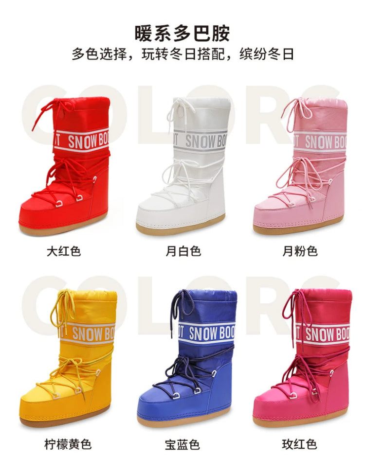 2026 New Women High‑Tubed Moon Boots Space Snow Boots Round‑Toe Lightweight Thick‑Sole Warm Insulated Skiing Winter Outdoor Cott