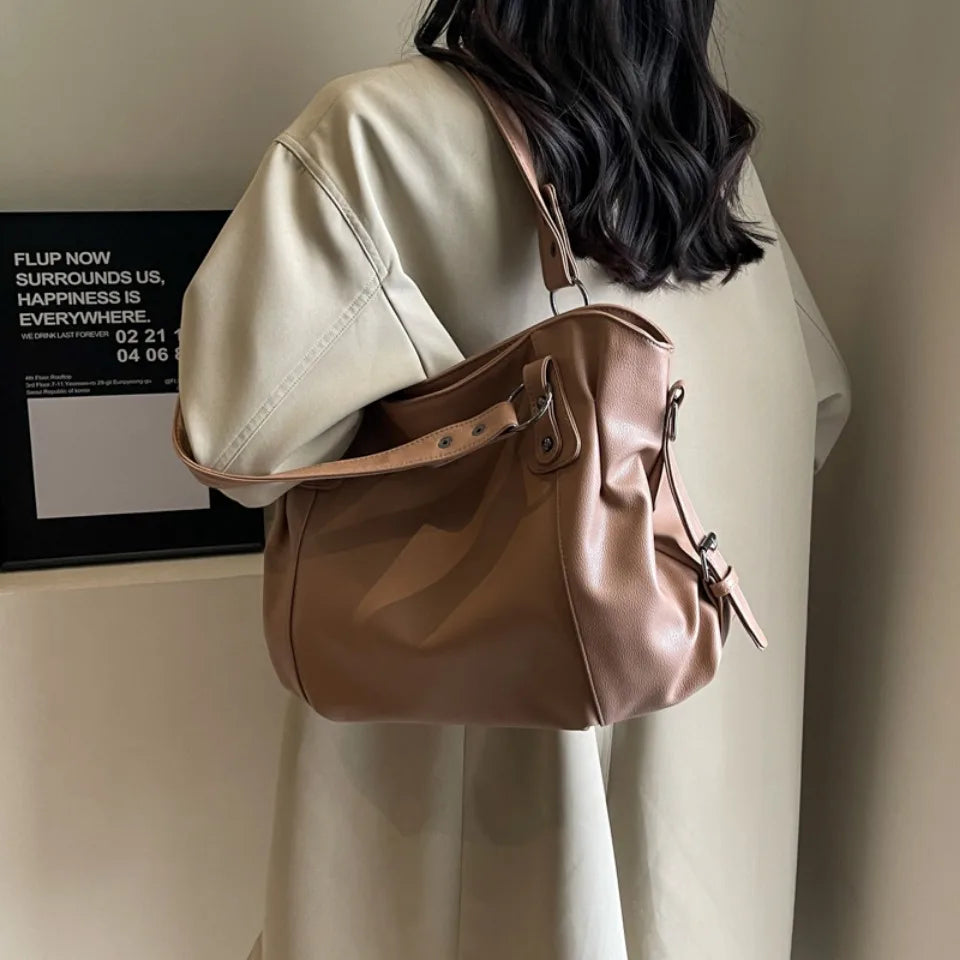 Women's Large Capacity Shoulder Casual Tote Bag Laptop Roomy Handbag Soft Leather Crossbody Business Black Big Bag A4 Sac A Main