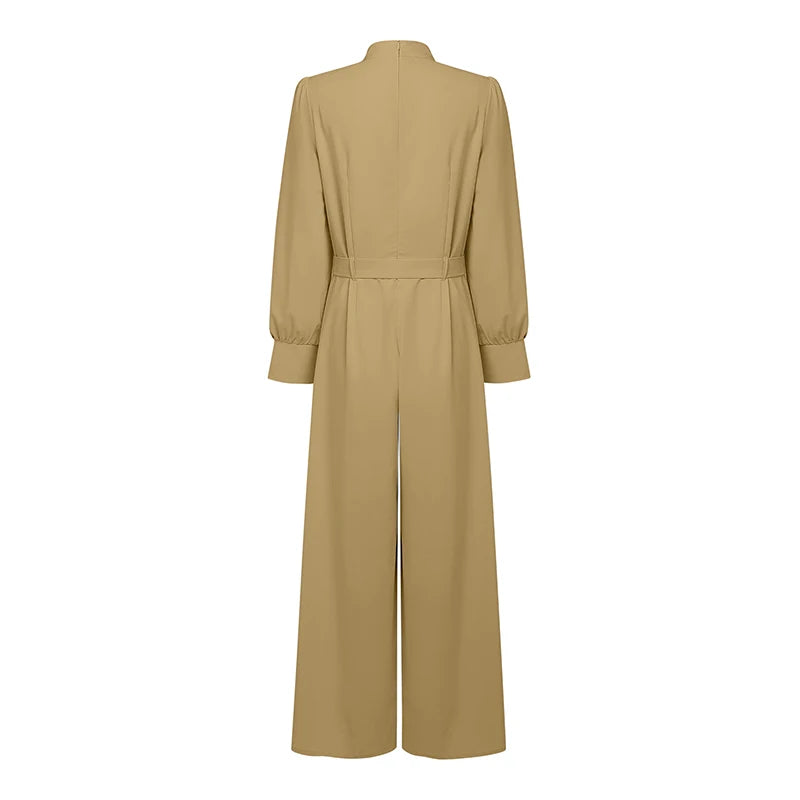 ZANZEA Fashion Women Jumpsuits 2026 Spring Overalls Pants Elegant OL Work Wide Leg Trousers V Neck Long Sleeve Romper Streetwear
