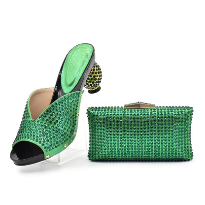 New Design Italian Shoe and Bag Set 2026 Wedding Shoes Bride Women Shoe and Bag Set Decorated with Rhinestone Luxury Shoes