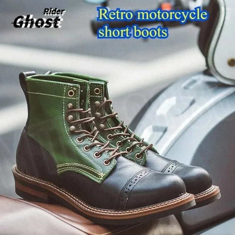 HOT Retro Moto Short Boots Couple Boots British Short Face Work Boot Cycling Shoes Comfort Anti-collision Protective Boot