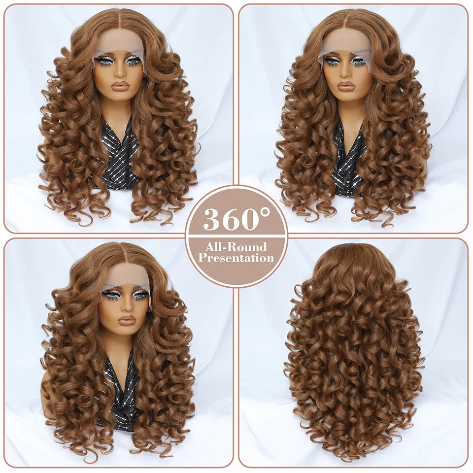 24Inch Latisha Synthetic Lace Front Wigs For Women Curly Afro Lace Wigs Black Blonde Orange 13X4.5X1 Cosplay Hair Daily Use