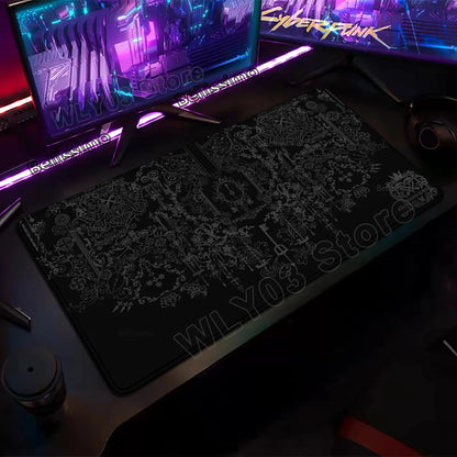 Extended Mouse Pad Anime Black Desk Mat PC K-kingdom H-hearts Keyboard Pad Laptop Gaming Accessories Table Play Mat XXL Mousepad
