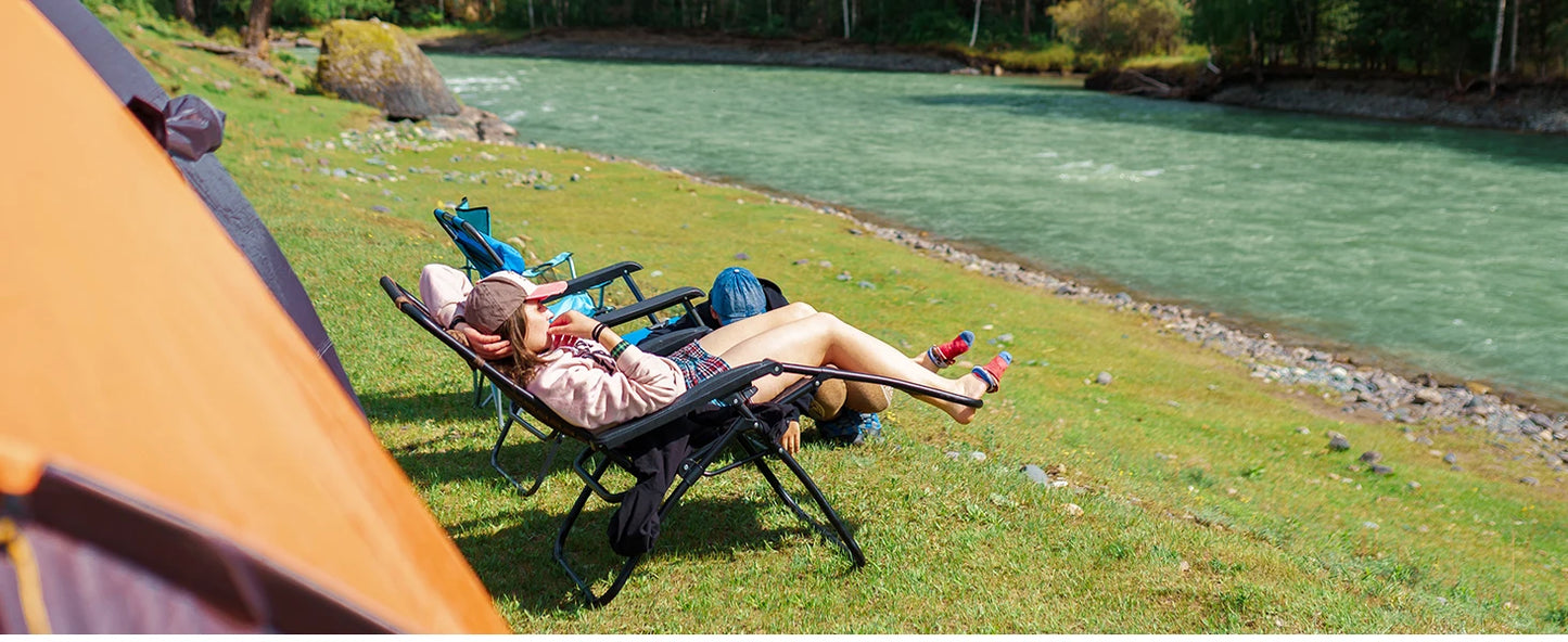 JHK Zero Gravity Portable Recliner Camping Patio Outdoor Garden Lounge Chair with Cup Holder Trays Adjustable Pillow for Backyard