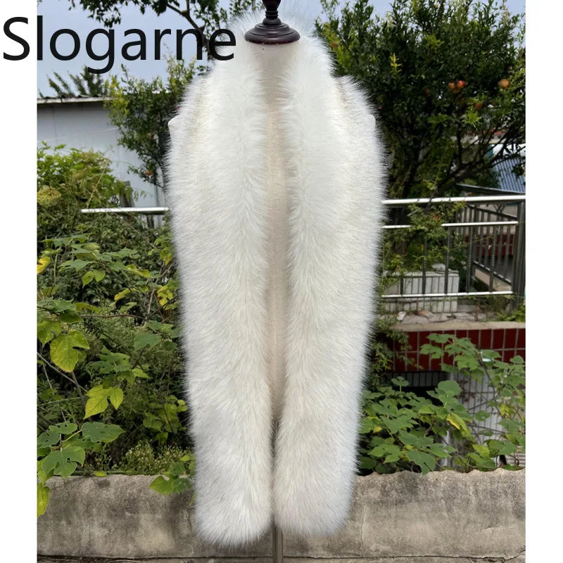 American 180cm Super Long Faux Fox Fur Scarf Winter Women Cosplay Warm Fashion Neck Decor Fluffy Shawl Wrap Luxury Furry Scarves