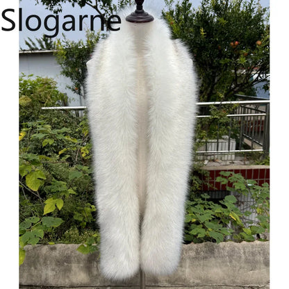 American 180cm Super Long Faux Fox Fur Scarf Winter Women Cosplay Warm Fashion Neck Decor Fluffy Shawl Wrap Luxury Furry Scarves