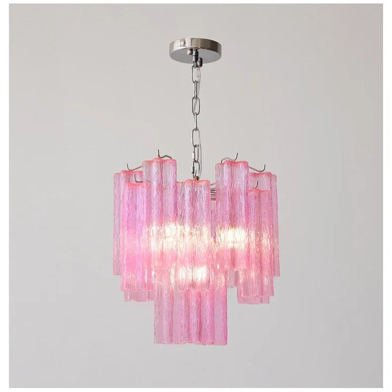 Designer Murano Ceiling Chandeliers Pink Colorful Glass LED Hanging Pendant Lights for Living Dining Room Bar Villa Art Lighting