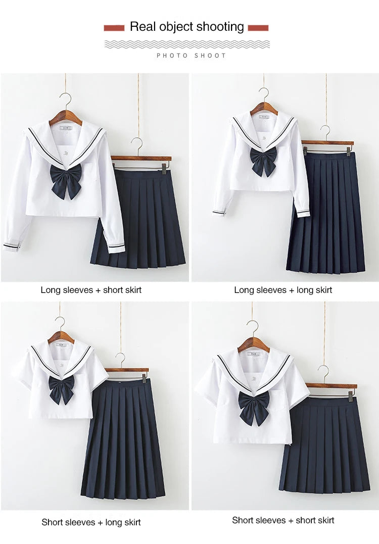 JK Uniform Full Set Basic Spring Shore Gold Two Long-sleeved Japanese Soft Girl Student College Style Sailor Suit