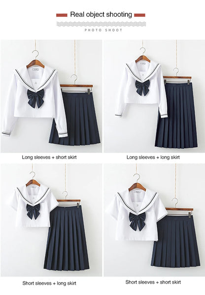 JK Uniform Full Set Basic Spring Shore Gold Two Long-sleeved Japanese Soft Girl Student College Style Sailor Suit