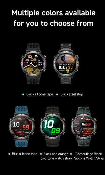 COANR2026 New Military Smart Watch 850mAh Battery GPS trace Compass 3ATM Waterproof Tactics Sport Flashlight call SmartWatch Men