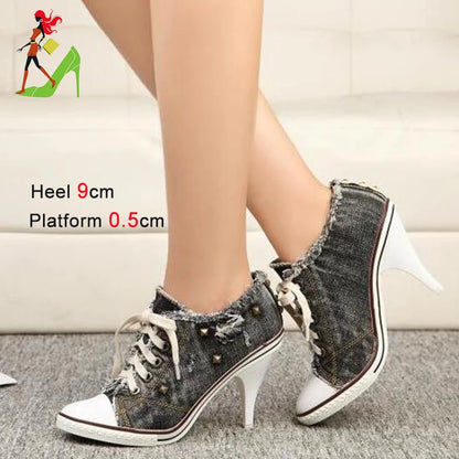 2024 Women Boots Design Stiletto High Heel Canvas Shoes Fashion Lady Lace up Pointed Ankle Shoes Sexy High-heeled Thin Heel Boot