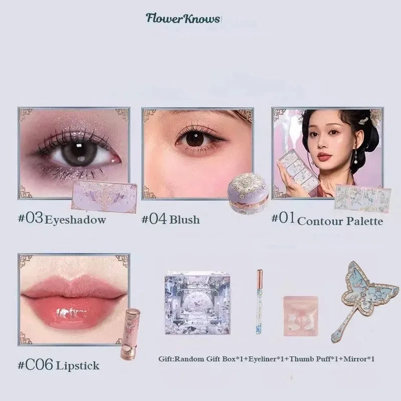 Flower Knows Set Midsummer Fairytales Make up Gift Box Eye Brow Palette Powder Blusher Eyebrow Concealer Lipgloss For Women