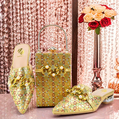 doershow African fashion Italian Shoes And Bag Sets For Evening Party With Stones blue Italian Handbags Match Bags! HAE1-3