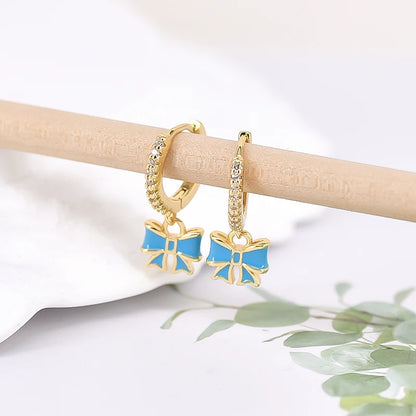 925 Sterling Silver Needle Light Blue Zircon Stud Earrings for Women Fashion Blue Enamel Pendant Earrings Luxury Jewelry Gifts