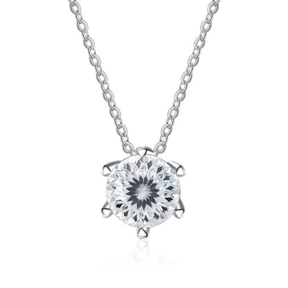 JoyceJelly 1CT VVS D Moissanite Necklace For Women Six Prong Simulated Diamond Pendant 925 Sterling Silver Wedding Fine Jewelry