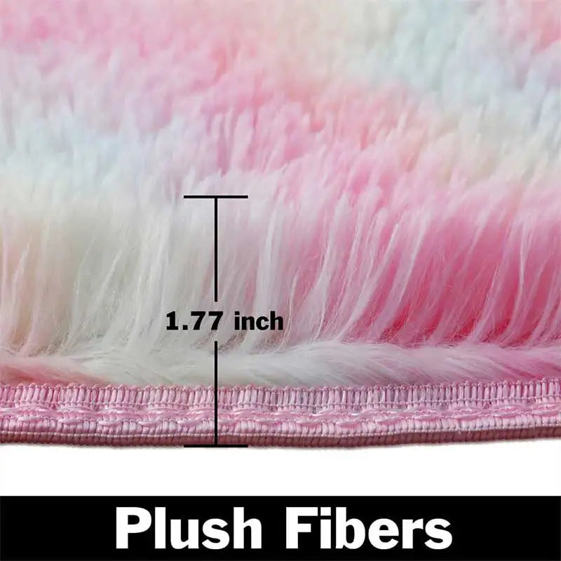 60/80/100/120/140/160 Round Rug Rainbow Fluffy Soft Area Rugs for Kids Girls Room Plush Shag Carpet Cute Circle Bedroom Decor