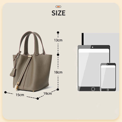 Women Tote Bags 100% Genuine Leather Bucket Female Fashion Solid Designer Shopper Shoulder Handbags Brand Trend Purses