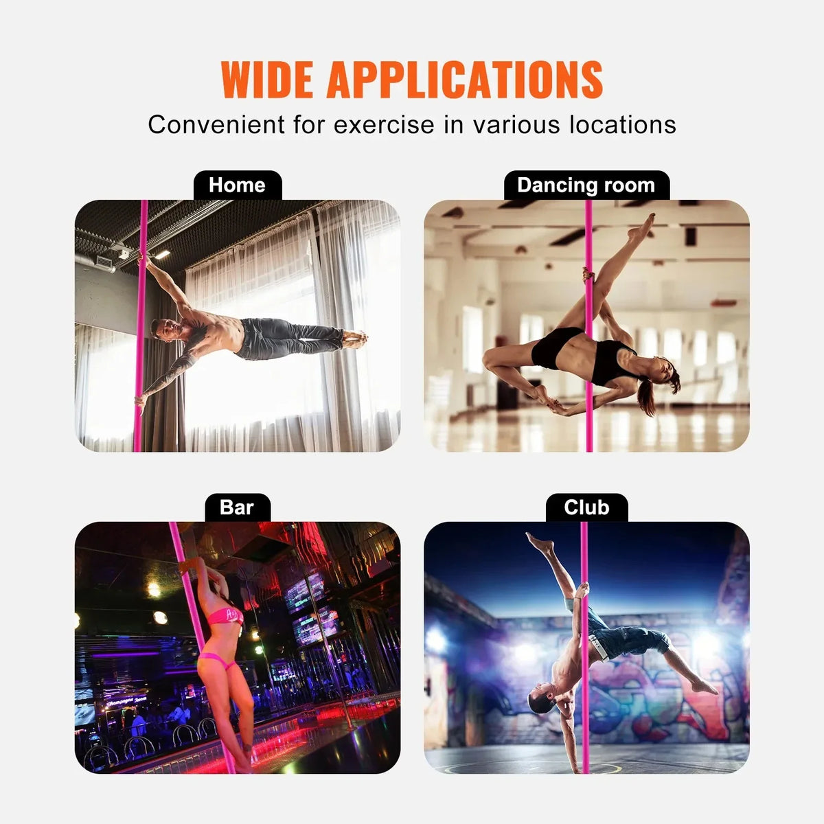 SIHAO Stainless Steel Silicone Tube Spinning  Dance Pole  — Fitness Equipment for Pole Dancing, Perfect for Home, Bar, and Gym Exercise