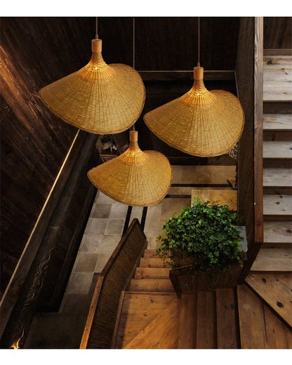 2025 Newest Bamboo Pendant Lamps Ceiling Lights Rattan Wicker Lustre Hand Knit Braiding Suspended Home Dining Braided Decor Hot