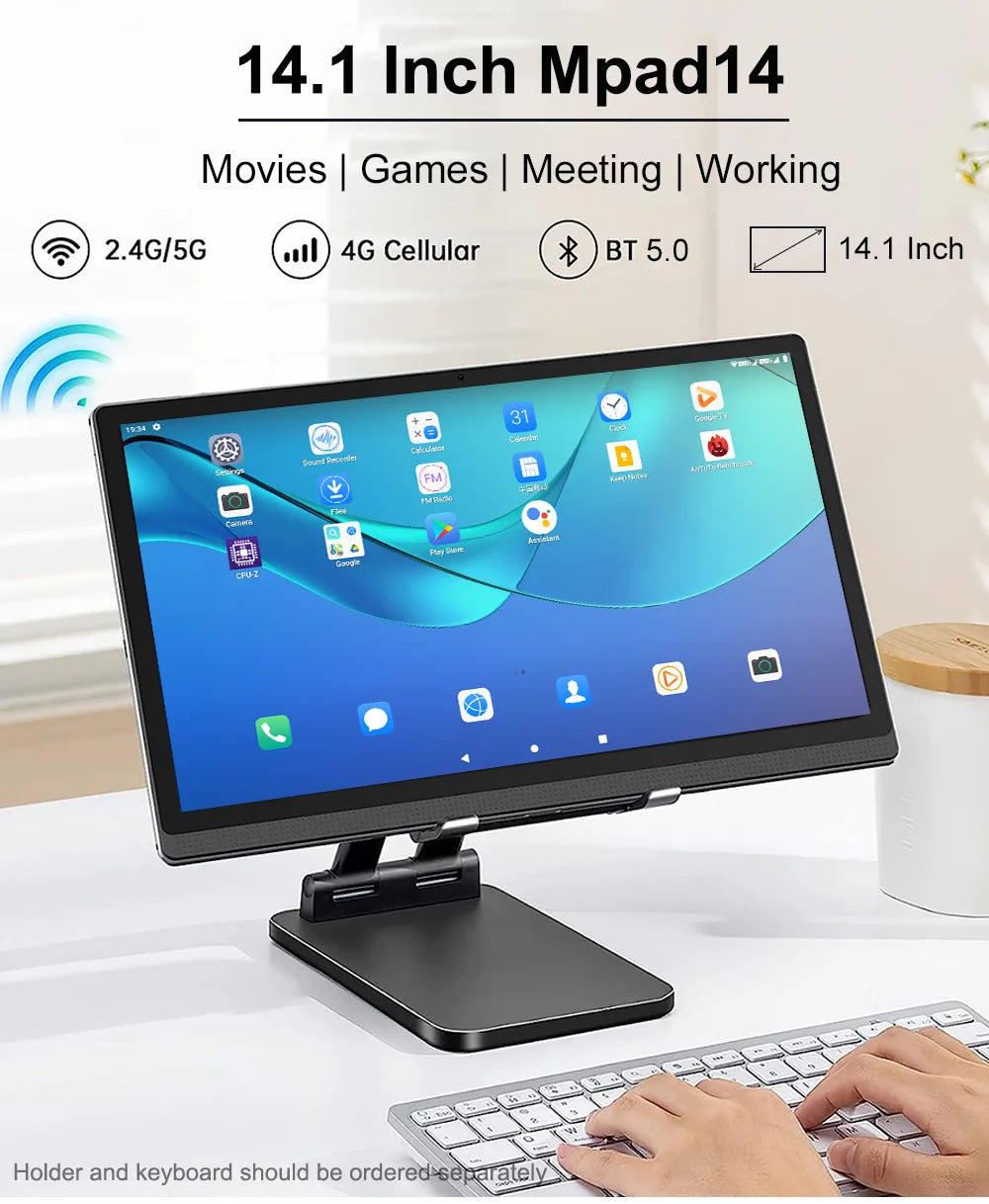 Global Version Real 14.1 inch Large Screen Tablet 256GB ROM Android 14 4G LTE 5G WiFi Tablets 14inch Планшет Laptop PAD 태블릿