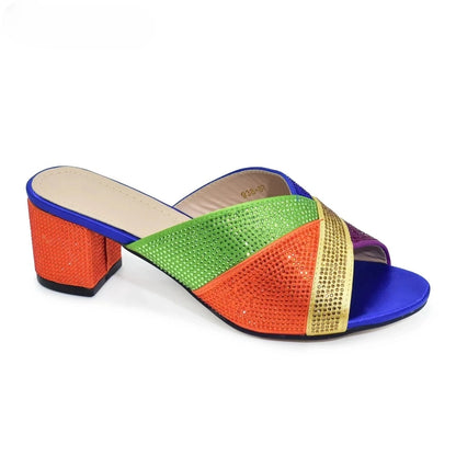 New Arrival African Women Wedding Shoes Bride Shoes Luxury Elegant Low Heels Rhinestone Lady Slippers Sandals Nigerian Pumps
